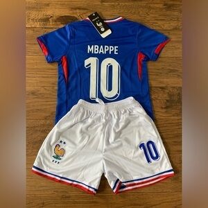 Kylian Mbappe 5-6T Toddler France Soccer Jersey Set Football Shirt & Shorts